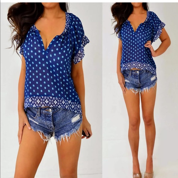 Hollister Tops - Hollister Blue Chiffon Blouse Shirt Top XS